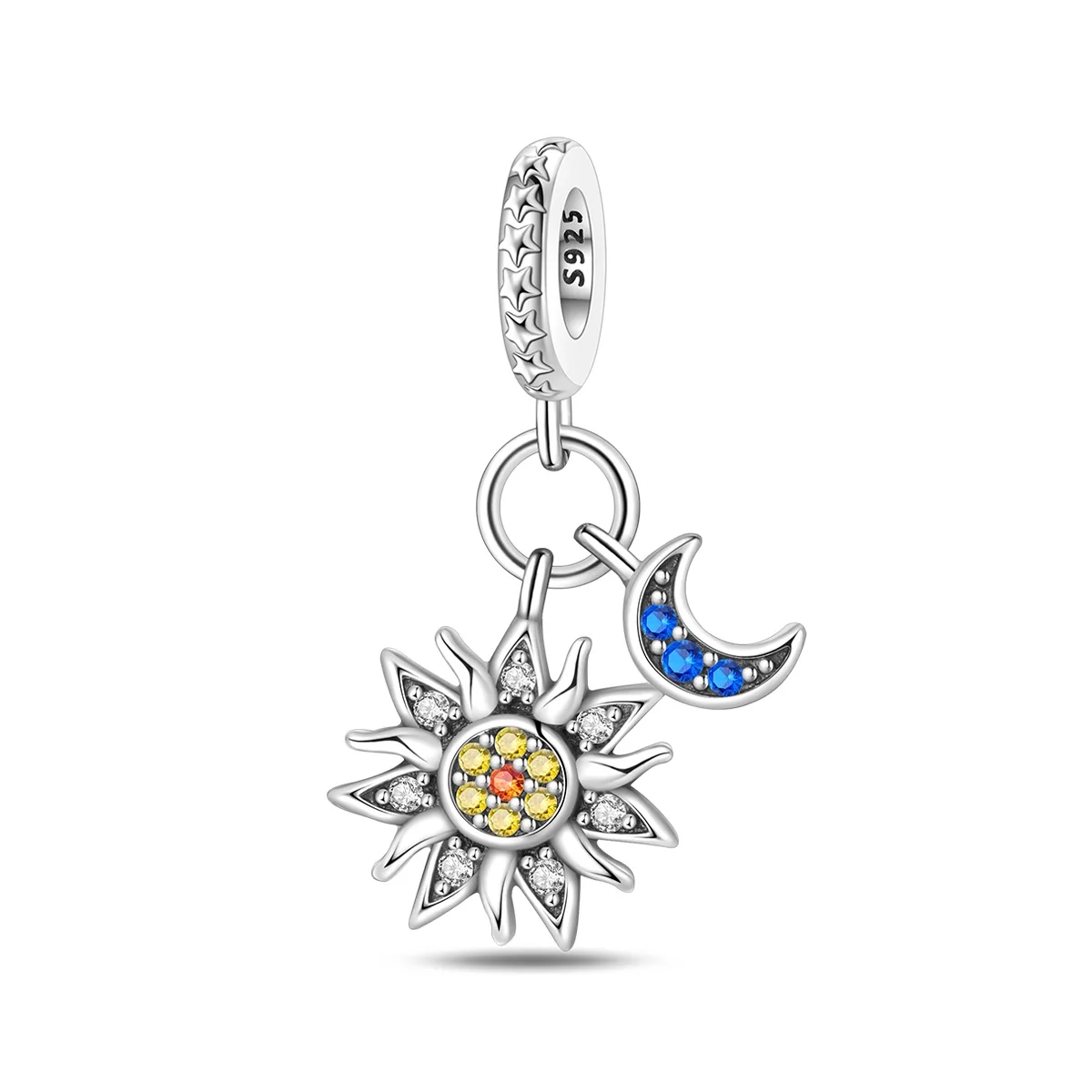

Boutique 100% 925 Sterling Silver Celestial Star & Moon Dangle Charm Fits Brand Bracelet For DIY Women Necklace Pendant Gift