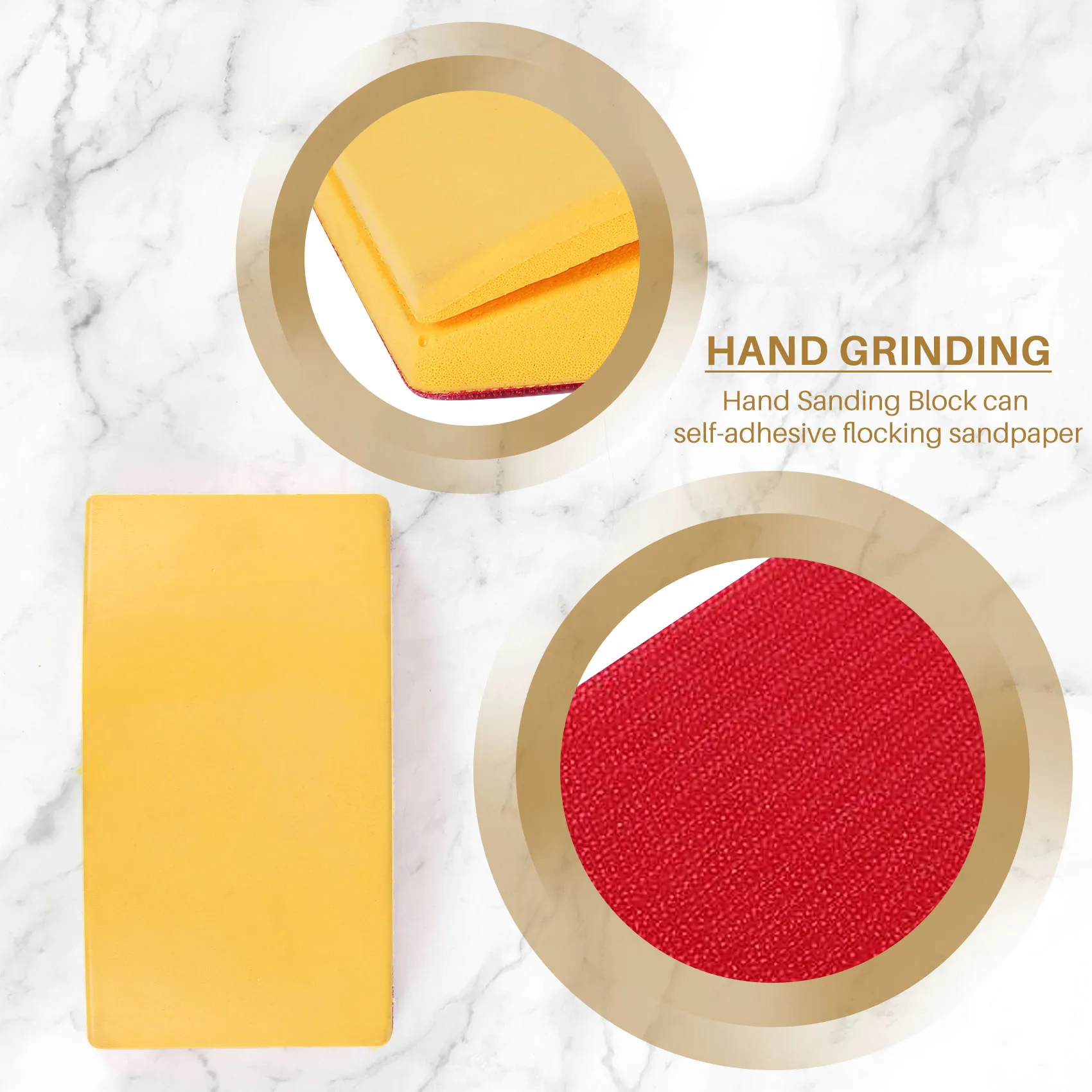 

B03C-5 Inch Sanding Block Rubber Hook Loop Backing Pad Sandpaper Holder Hand Grinding Block Polishing Tools