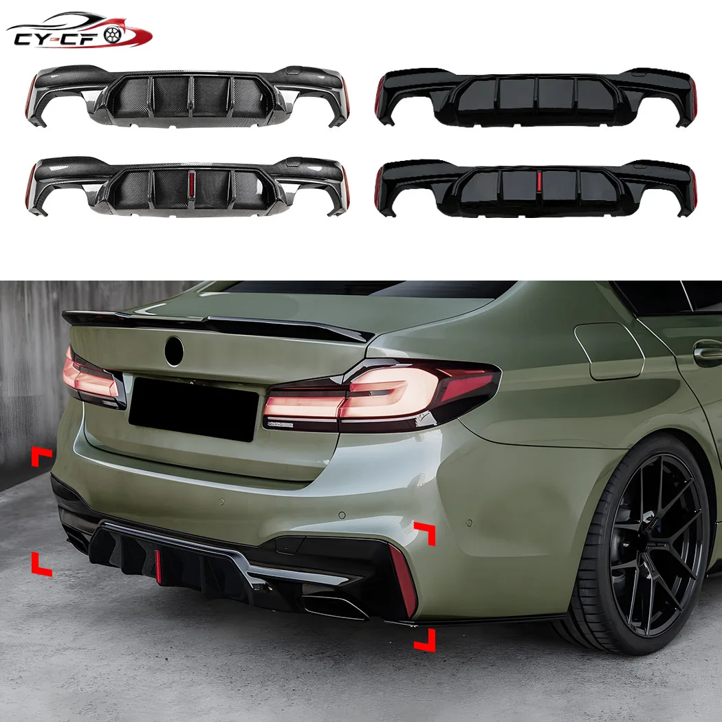 Rear Bumper Lip For BMW G30 G31 530i 530d 530e 550i 550d 2017-2023 For M Sport M5 Style Diffuser Splitter Spoiler With LED Brake