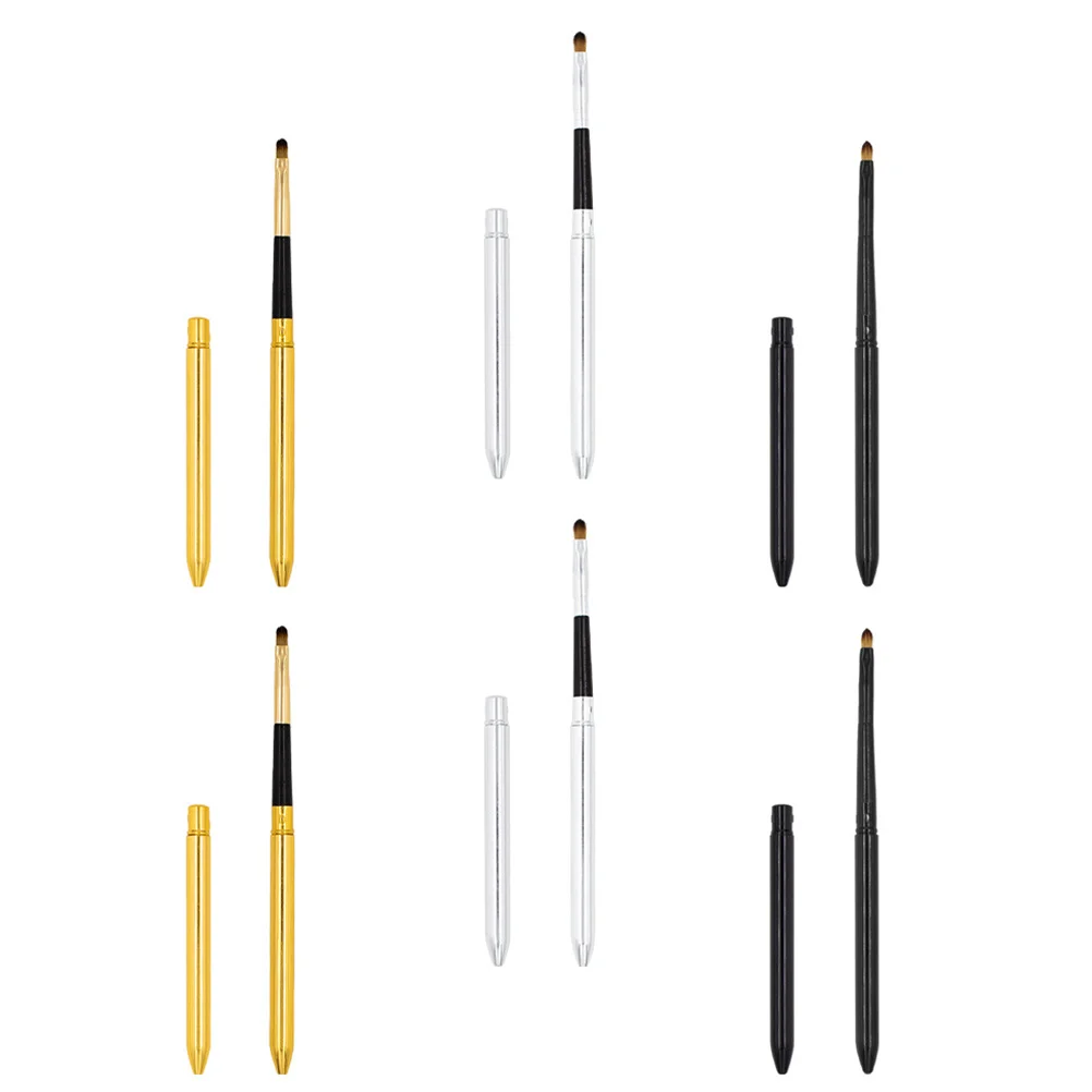 6 pçs escova labial de lã biônica antiaderente ferramenta de maquiagem para batom sombra aplicação portátil cosméticos conjunto de escova maquiagem feminina