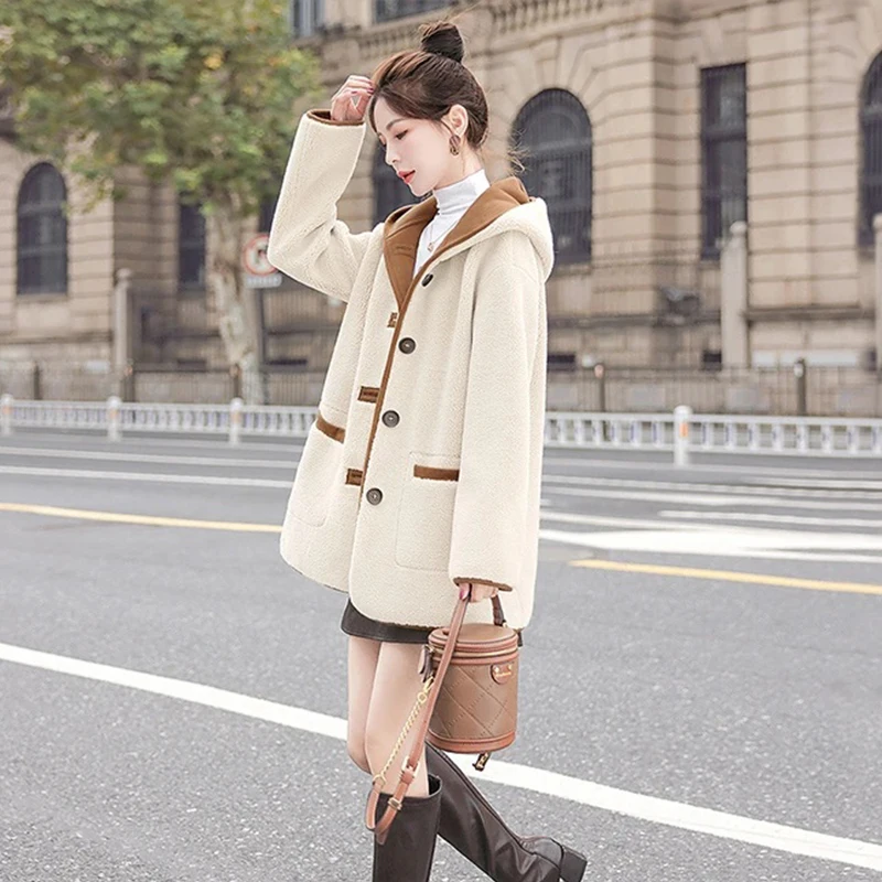 Casaco feminino casual com capuz longo Sve Color Blo Ele Faionable Casacos de inverno Fibra de poliéster Commute Sle