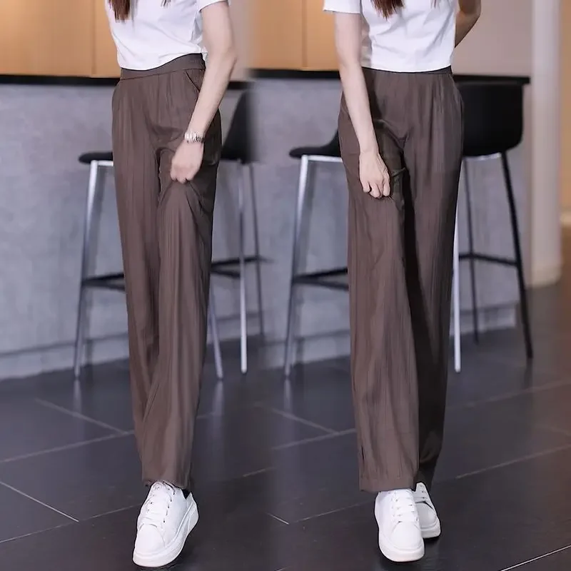 Fashion Elastic Pockets Solid Color Folds Casual Pants Women's Clothing 2024 Summer New Loose High Waist All-match Cropped Pants