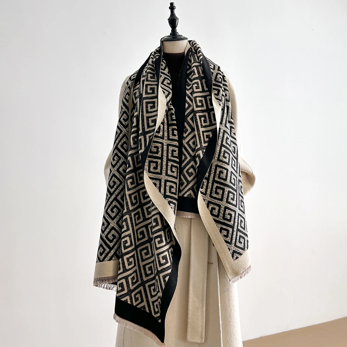 

Женские зимние элитные брендовые шарфы из искусственного кашемира, толстые теплые клетчатые жаккардовые мягкие женские холодостойкие шарфы-шали Bufanda