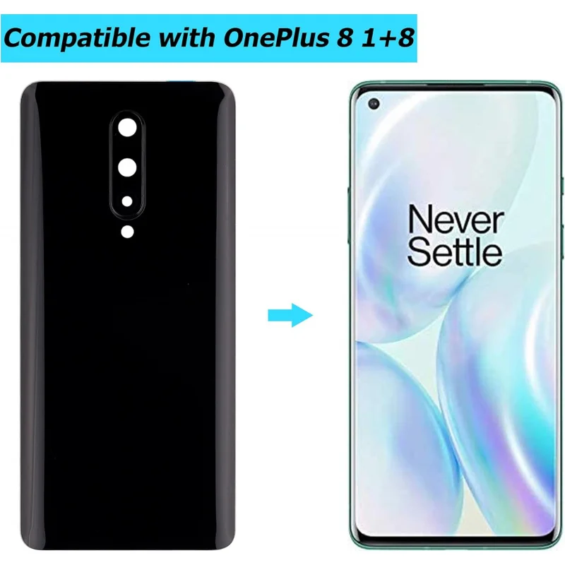 Battery Door Cover Back Cover for OnePlus 8 1 8 IN2013 Onyx Black with Camera Lens and Waterproof Glue