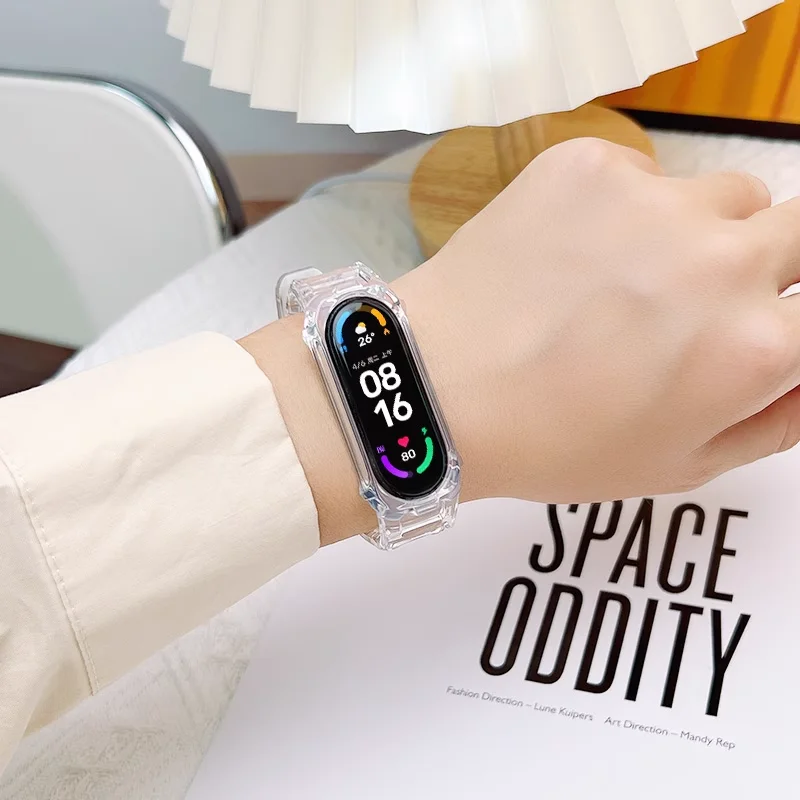 حزام شفاف + حافظة لهاتف Xiaomi mi band 10 9 8 nfc miband حزام بديل للمعصم سوار ساعة correa mi band 10 2026