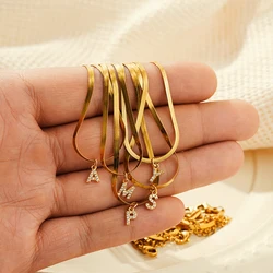 Trendy 26 Initial Letters Cubic Zirconia Pendant Necklaces for Women Gold Plated Chains A-Z Charm Name Personalized Neck Jewelry