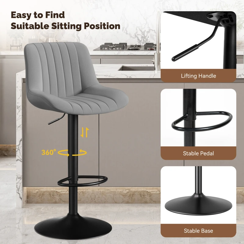 Sgabelli da bar girevoli regolabili Tessuto moderno scuro ad alte prestazioni per l'isola della cucina domestica ​