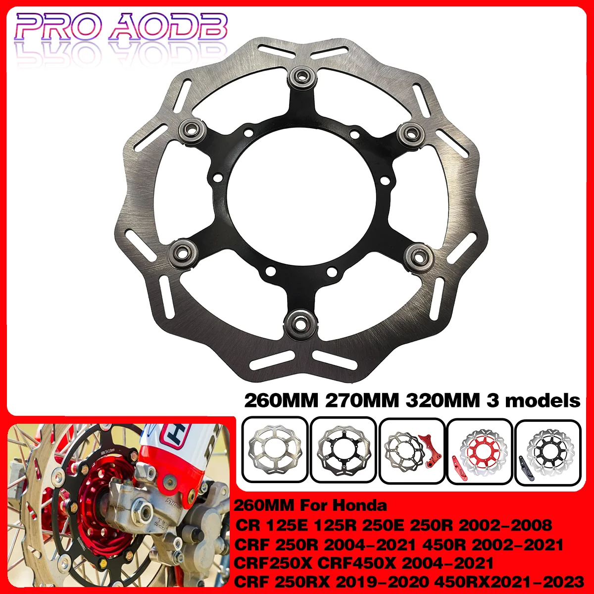 

Motocross 260mm 270mm 320mm Front Rotor Brake Disc Caliper Bracket For Honda CR 125E 250E 125R 250R CRF250R 450R 250X 450X 450RX