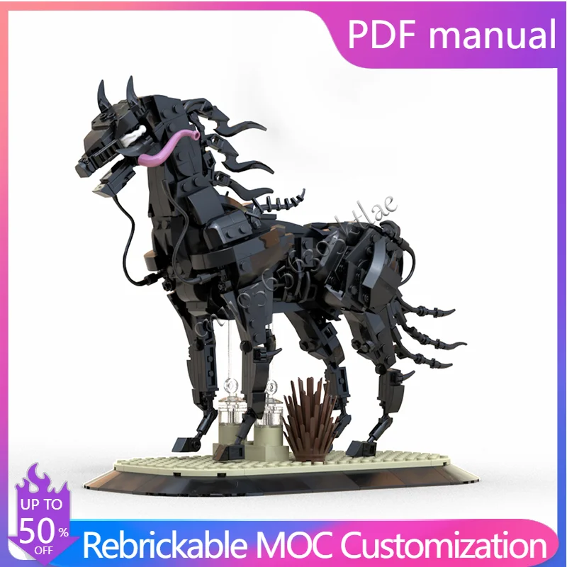 

NEW 484 PCS MOC Luxury Black Lightning Horse Building Block Model Children Educational DIY Assembly Toy Christmas Birthday Gifts