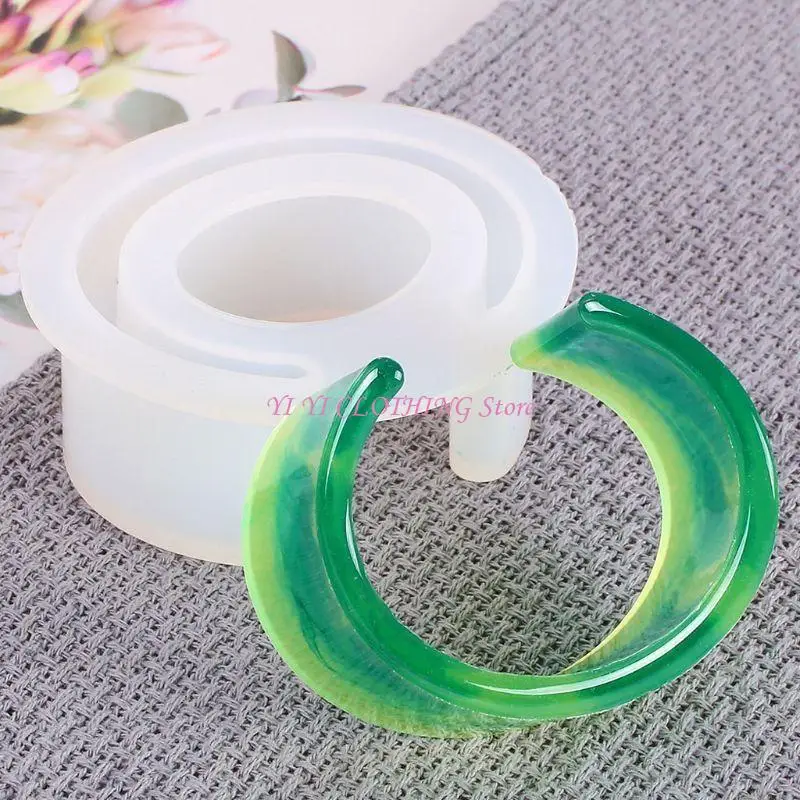 

N5KF Round/C-Shaped Bangle Epoxy Mold DIY Resin Casting DIY Silicone Mold