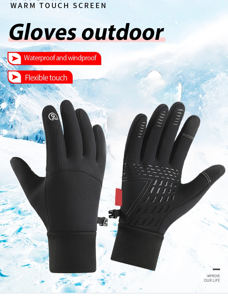 

Warmth Winter Motorcycle Cycling Gloves for Men & Women Waterproof Windproof Thermal Fleece Touch Screen Bicycle Skiing Glove