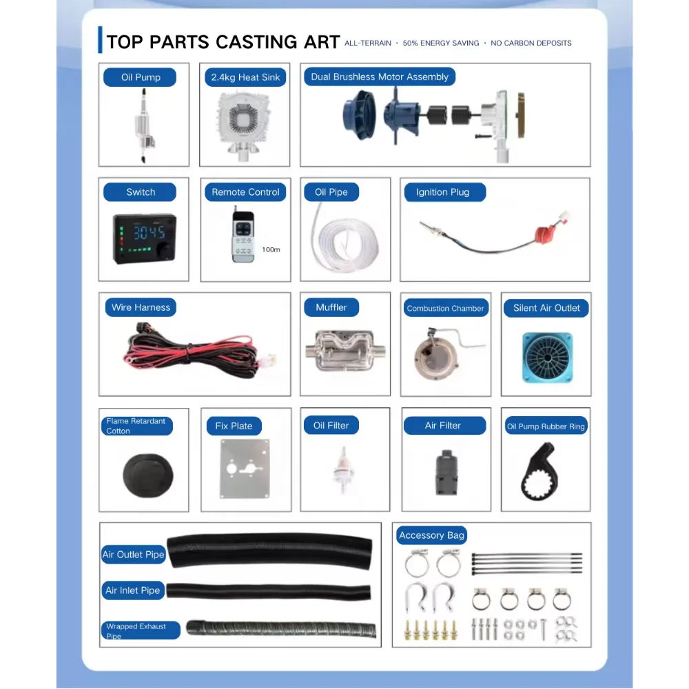 سخان الديزل السائل 8KW/5KW الأكثر مبيعًا، سخان وقوف السيارات عالي التحمل 12 فولت/24 فولت مع تسخين سريع لـ RV لمسافات طويلة