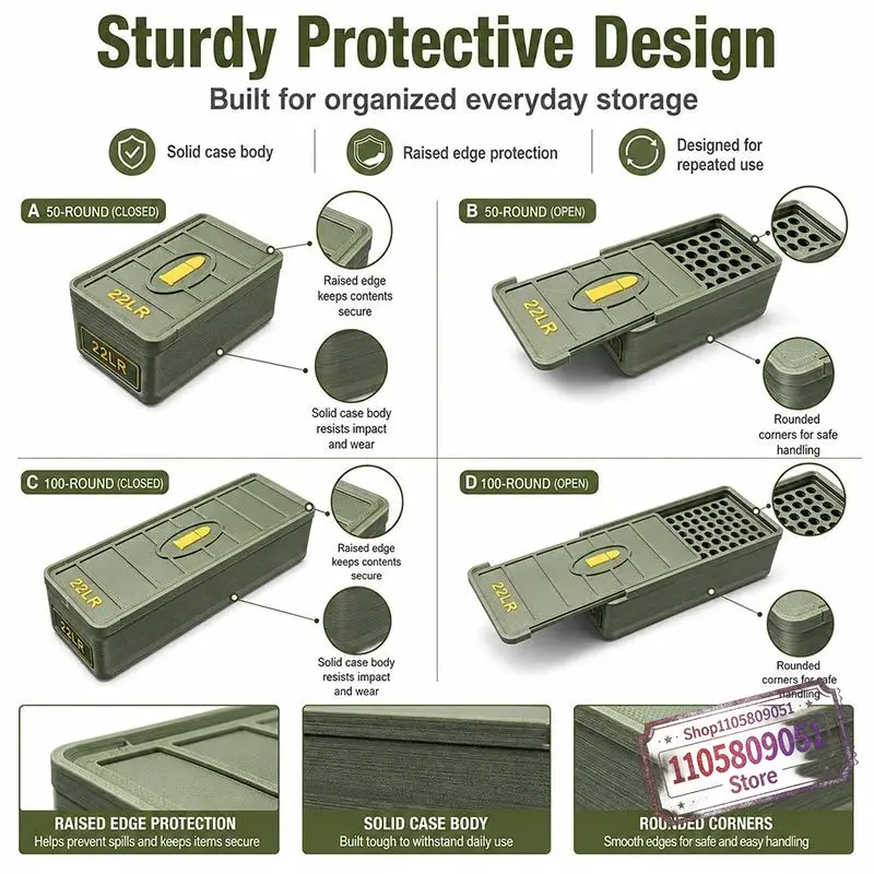 NEW Mini .22 LR Ammo Drawer Box, Holds 50/100 Rounds, Made Of Durable Plastic, Portable And Spill-proof Plastic Material 2026 view 4