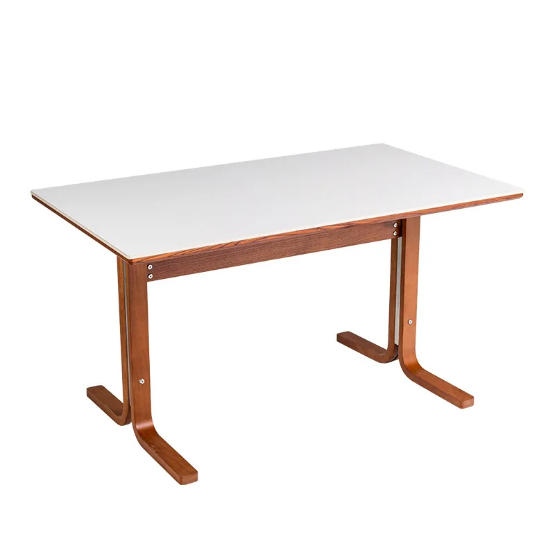 

Nordic retro solid wood rock slab dining table ins household small apartment designer medieval table rectangular dining table an