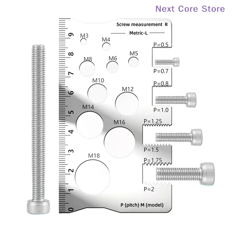 [NC]For Bit Bolt Nut Screw Craft Industry Home Thread Pitch Gauge Measurement Ruler Screw Space Saving Measuring Gauge Tool[NC]