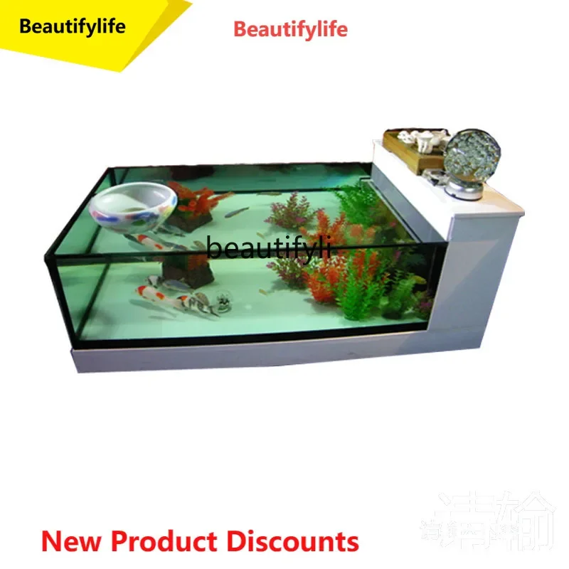 Q181  Living Room Home Multi-Functional Change Water Rectangular Creative Glass Tea Table Fish Tank Aquarium