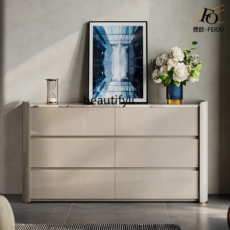 

Light luxury chest cabinet marble drawer porch premium paint TV cabinet bedside storage cabinet6239