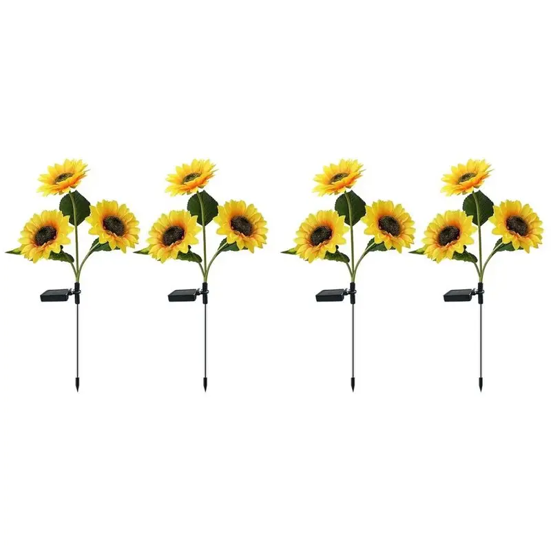 ABGE-4 Pack Sunflower Solar Light Outdoor Waterproof LED Solar Light Lawn Landscape Light Courtyard Pathway Garden Decoration