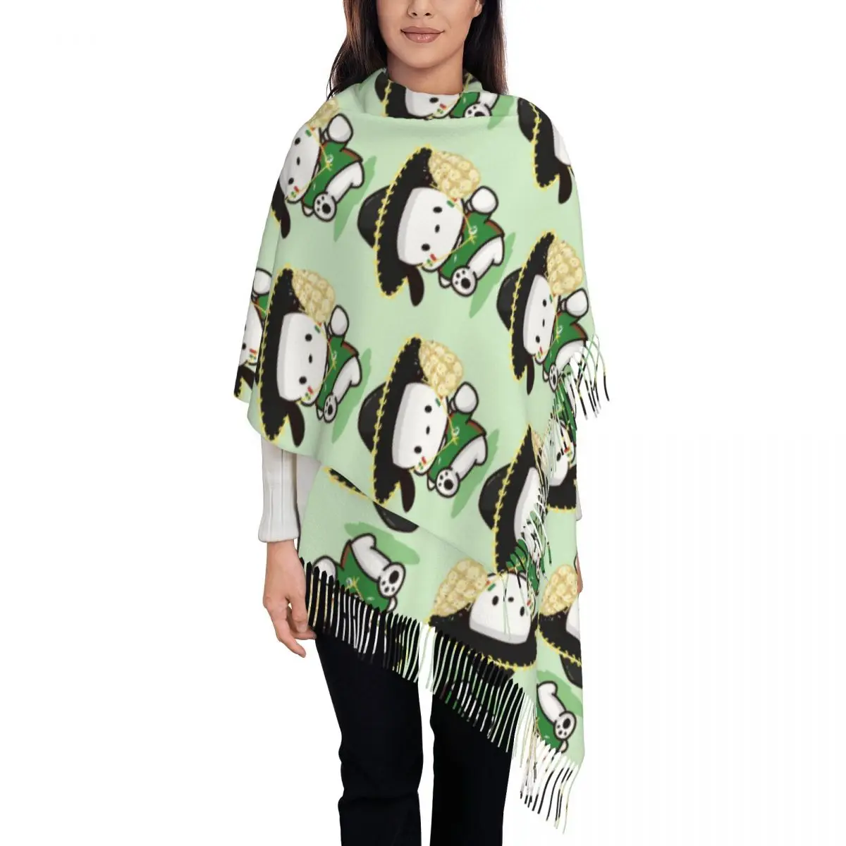 

Шарф с героями мультфильмов Pochacco на заказ для женщин и мужчин, зима-осень, теплые шарфы, шали, накидки