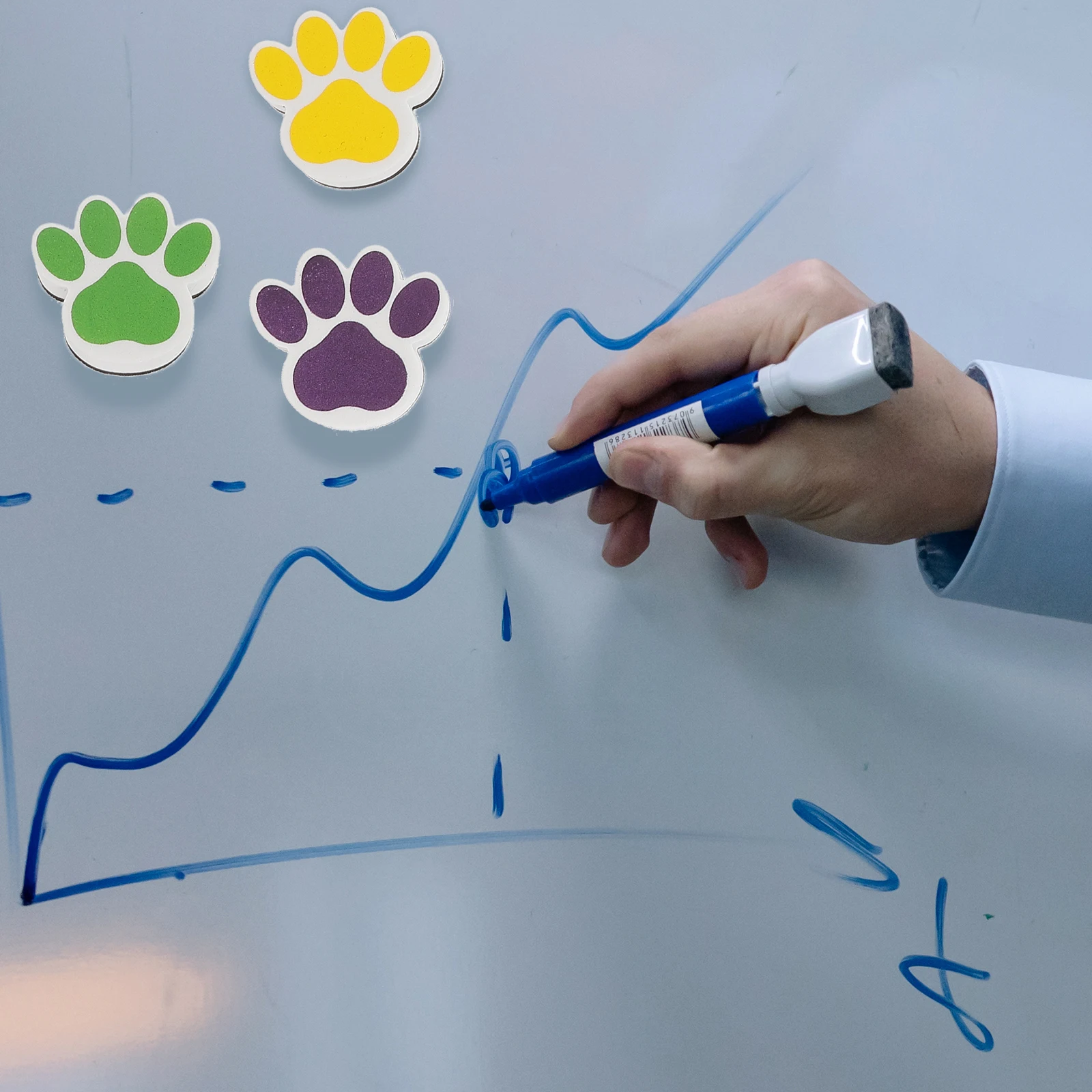 

10PCS Magnetic EVA Eva Erasers Classroom Accessories Felt Cartoon Dog Paw Design Washable Classroom Office Supplies