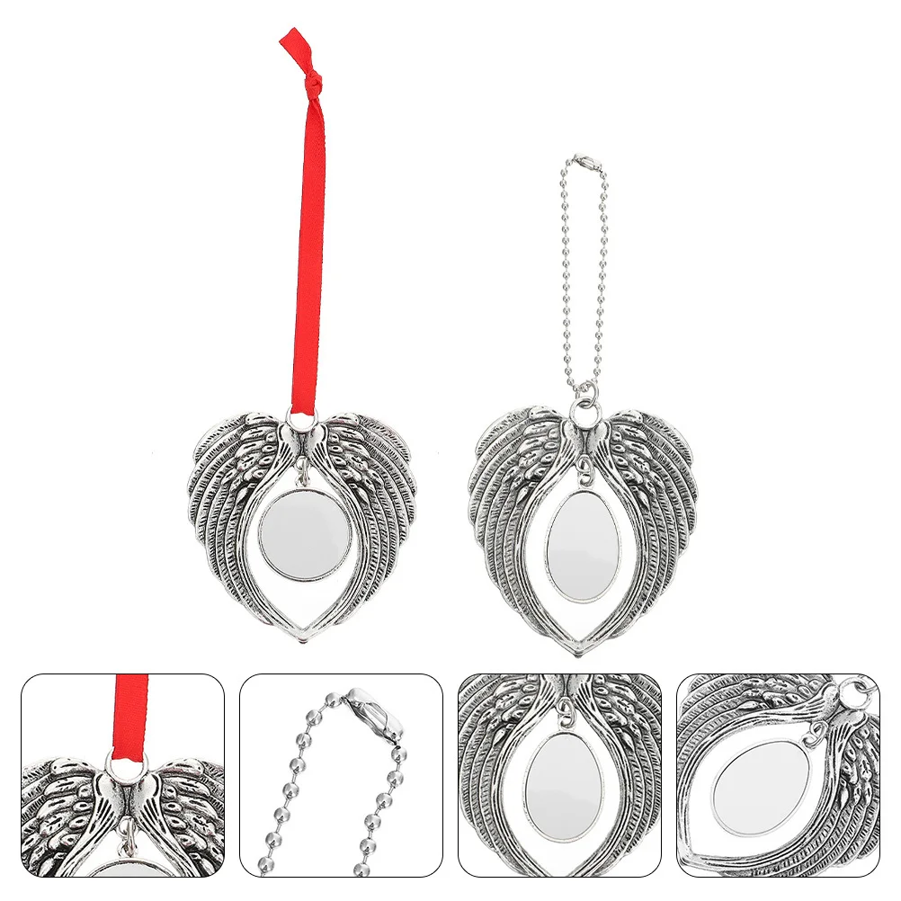 

2Pcs Christmas Angel Wings Ornaments Sublimation Blank Pendants DIY Customizable Xmas Hanging Decorations DIY Blank Pendants