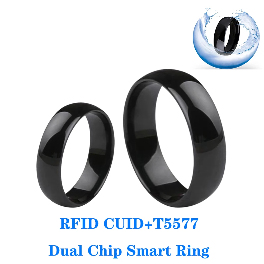 RFID Smart Chip Dual Frequency Ring T5577+CUID Rewritable Tag ID IC Clone Badge 125Khz 13.56Mhz Token Copy Duplicator Write