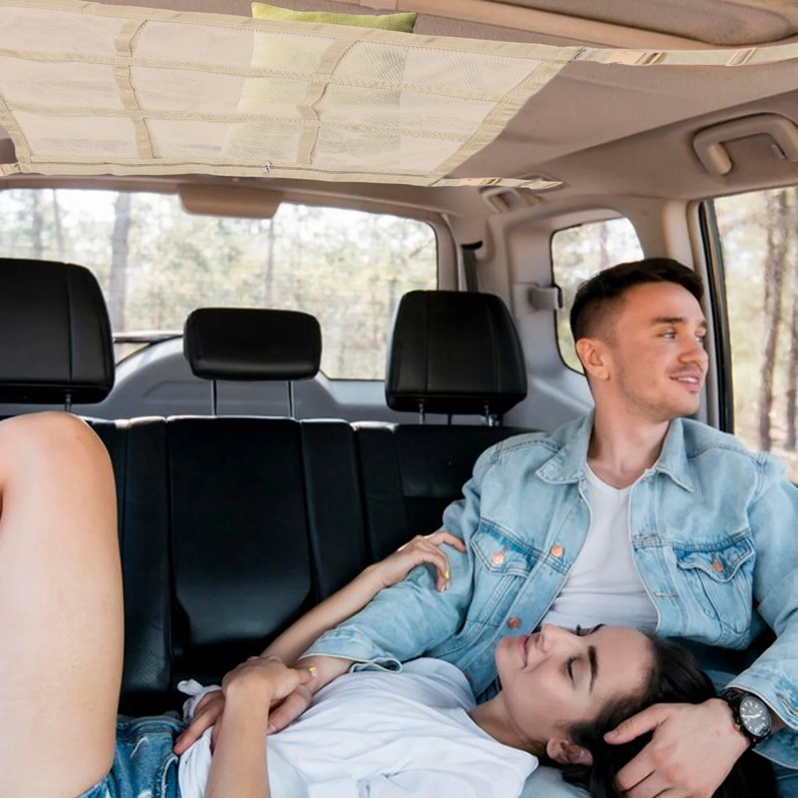 

Roof Storage Bag Large Size Zipper Car Ceiling Cargo Net Camping Organizer Truck Essentials Storage Solution Car Camping Gear