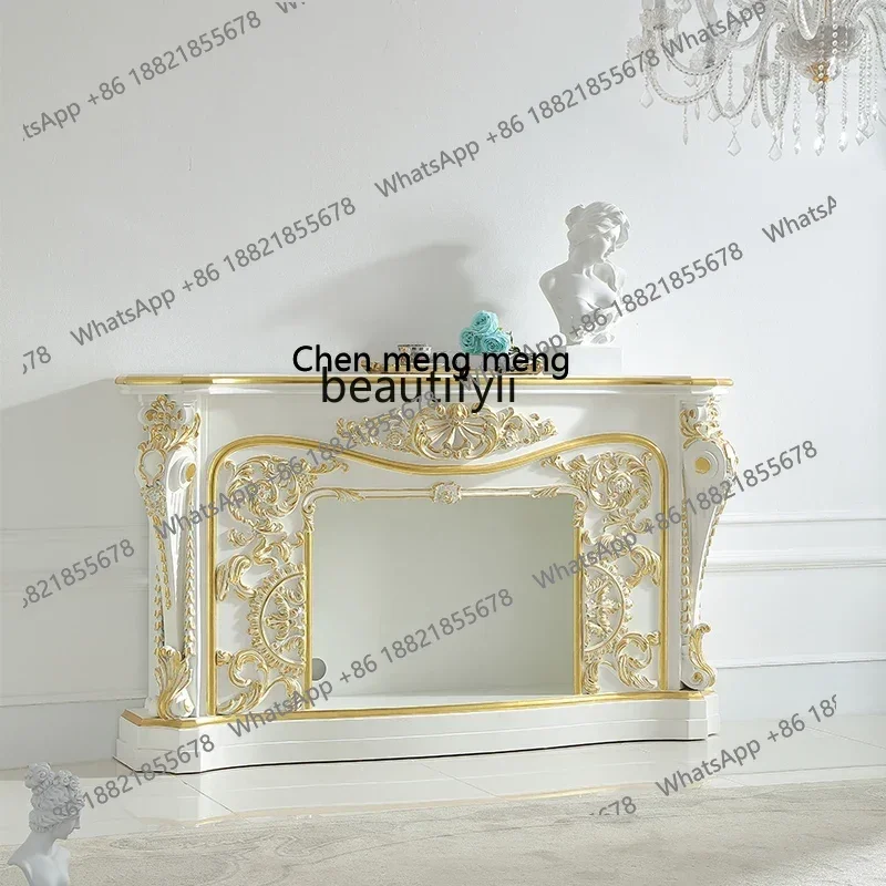 

French Style Closet Birch Carved Decorative Fireplace Living Room Gold Painting European Style Furniture Furnishing Articles