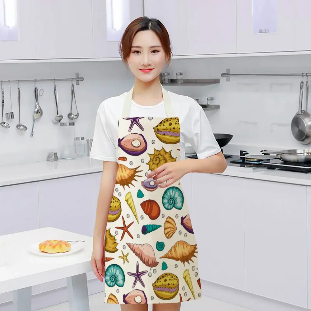 Marine Organism Apron Dolphin Jellyfish Aprons for Women Apron Kitchen Octopus Conch Cafe Apron for Men Kitchen Apron