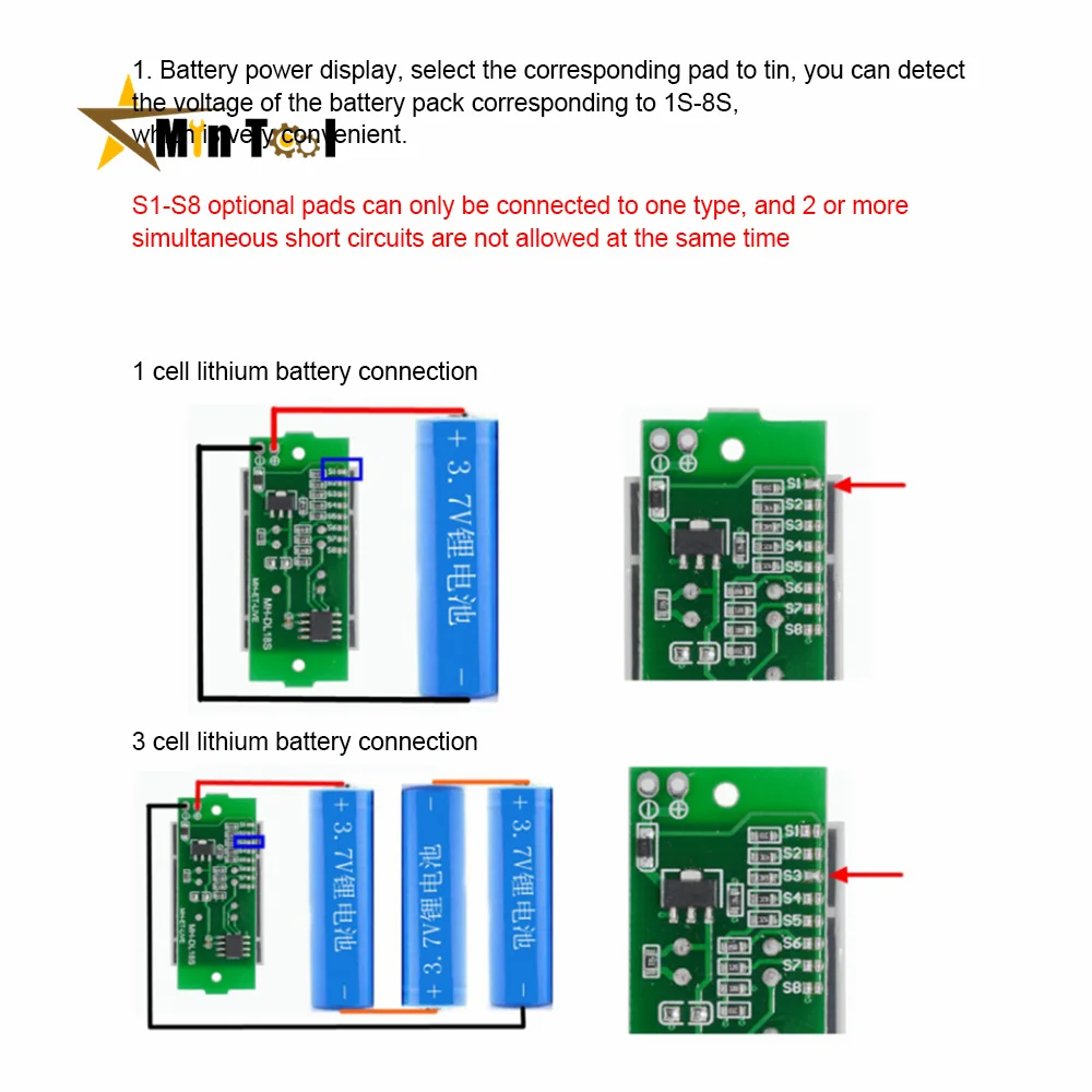 1S-8S 3.7V Lithium Battery Capacity Indicator Module Electric Vehicle Battery Power Tester Li-ion 1-8S Low Voltage Buzzer Board