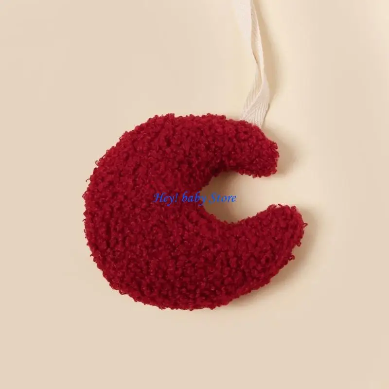 

Q1FE Lovely Moon Pacifier Clip Pendant Plush Teether Chain Ornament Convenient Baby Pacifier Hangers Lightweight