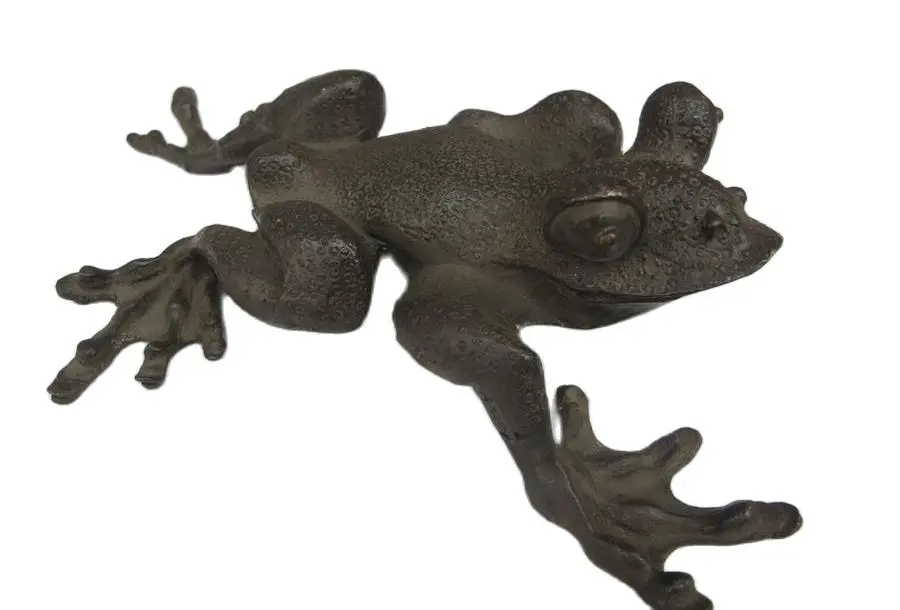 

Chinese Folk Classical old Bronze Copper Carved Frog Statue