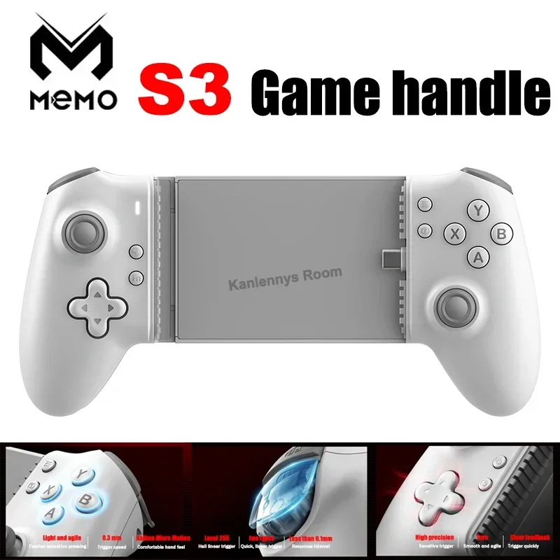 

MEMO S3 Mobile Phone Game Controller Handle Type-C Gamepad Hall Effect Controller Stick Joystick For iPhone15 Android PS Cloud