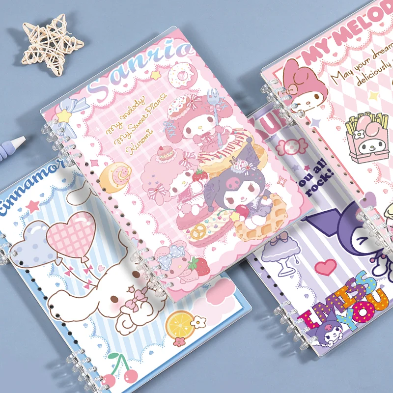 

4pcs Sweet Cinnamoroll My Melody Kuromi MINISO Anime Coil Notebook Cute Cartoon Student Stationery Paper Book Gifts for Kids