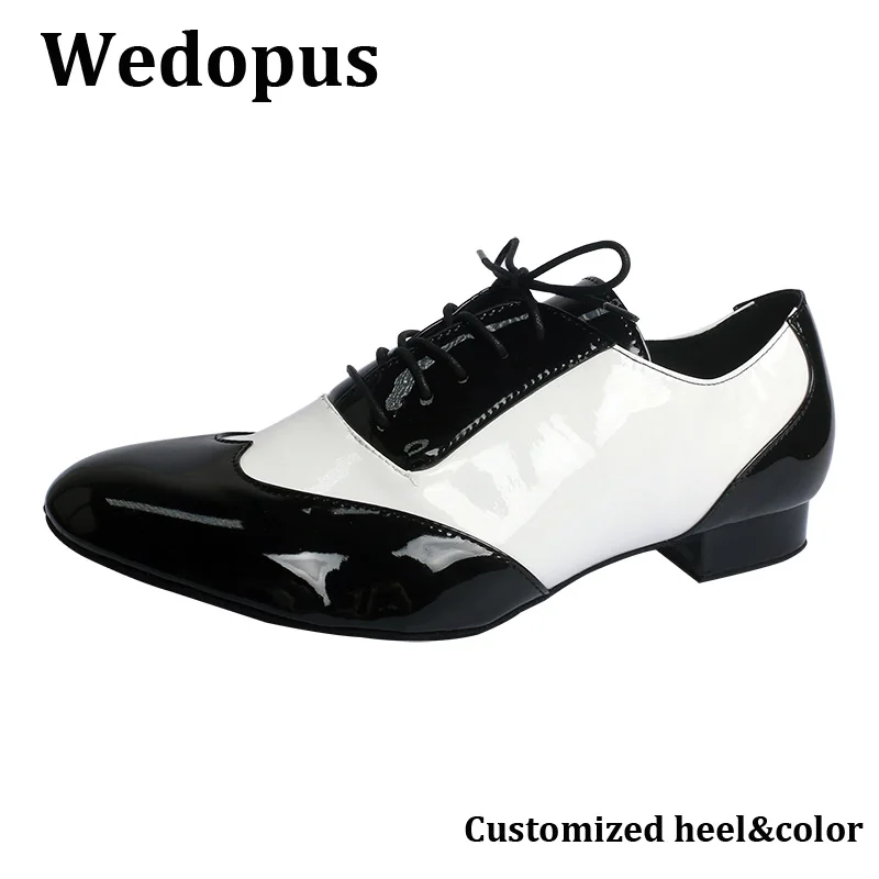 

Wedopus Мужская танцевальная обувь для латинских мальчиков Взрослые Танго Джаз Современные бальные танцевальные туфли национального стандарта кожаные тренировочные туфли на низком каблуке