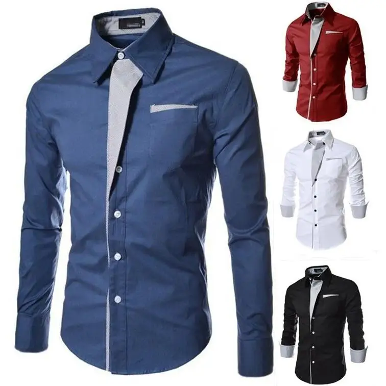 

Men's Long Sleeve Shirt British Style Color Block Pattern Thin Material Deformation Resistant Inner Wear for Summer Season