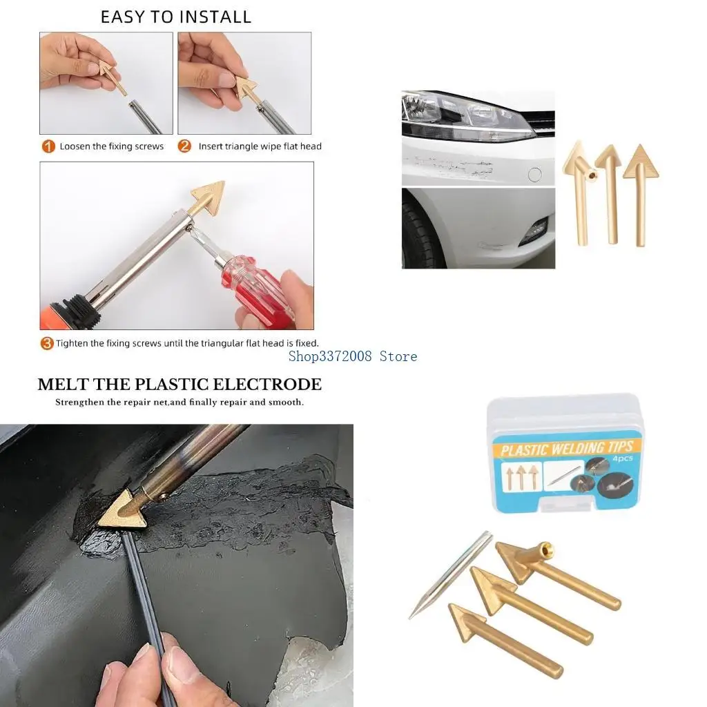 

3/4Pcs Welding Replacement Tips Soldering Iron Guns Tips Triangular Copper Head Welder Soldering Brazing Equipment