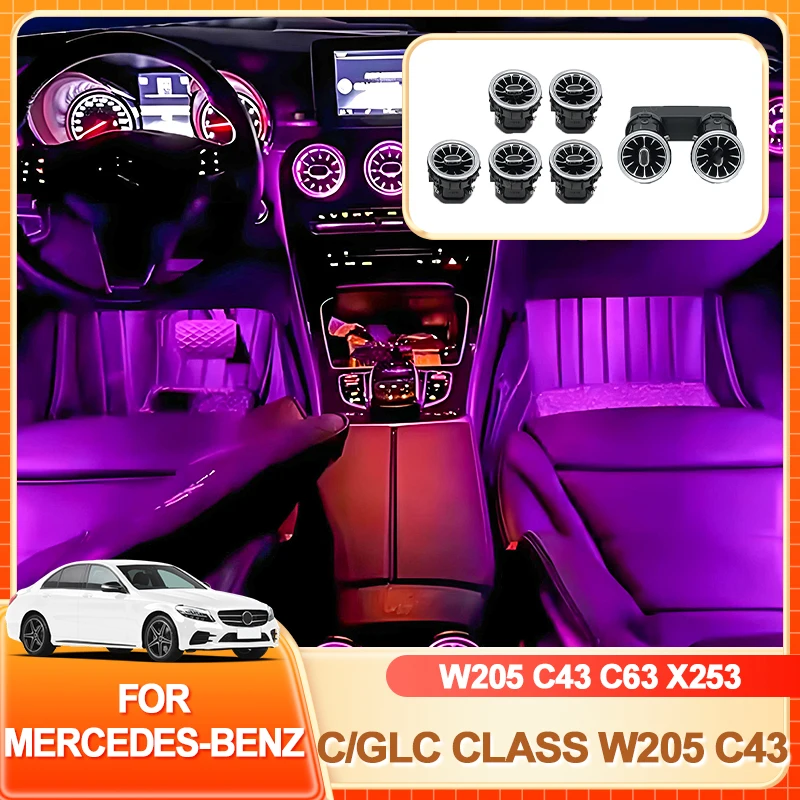 

Внутренние наклейки, окружающий свет, 3/64 цвета для Mercedes-Benz C/GLC Class Coupe W205 C43 C63 X253, светодиодные вентиляционные отверстия, динамик, декоративный L