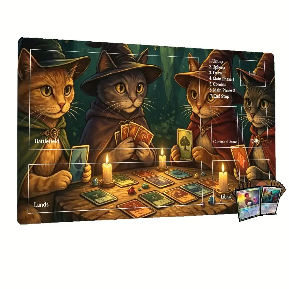 Vintage Forest Game Playmat Mouse Pad Desk Decor Non Slip Rubber Large Desk for Tabletop Game Lovers