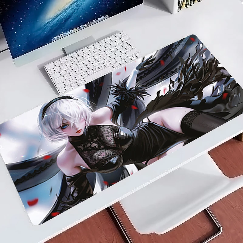 NieR Automata 2B Large Mouse Pad Anime Gaming Desk Mat Non‑Slip Rubber Keyboard Pad for PC Laptop Home Office Decor