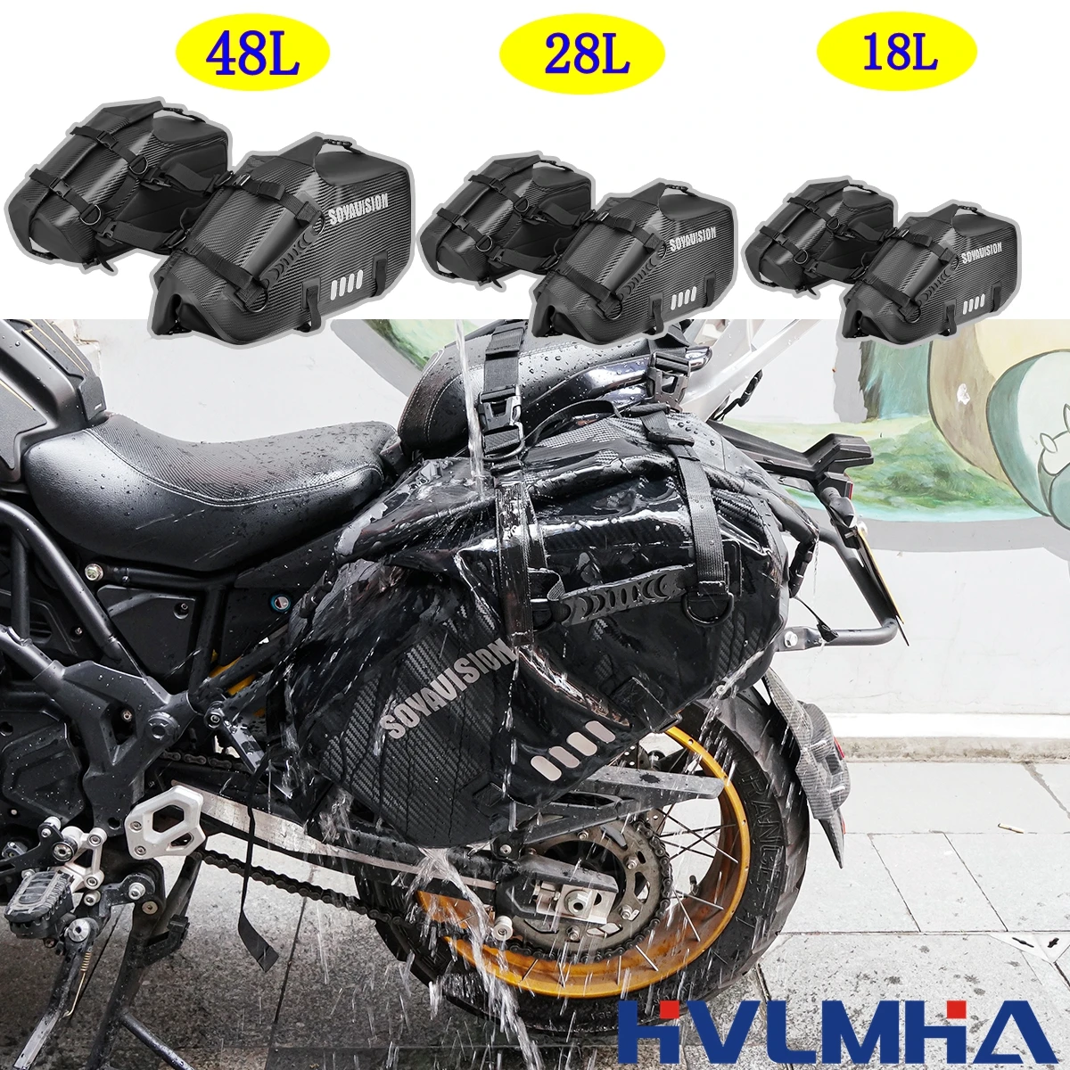 Alforjas Universales para Motocicleta, Impermeables, de 18/28/48L, para Viaje, Bolsas Laterales para Motocicletas Yamaha, Honda, Kawasaki