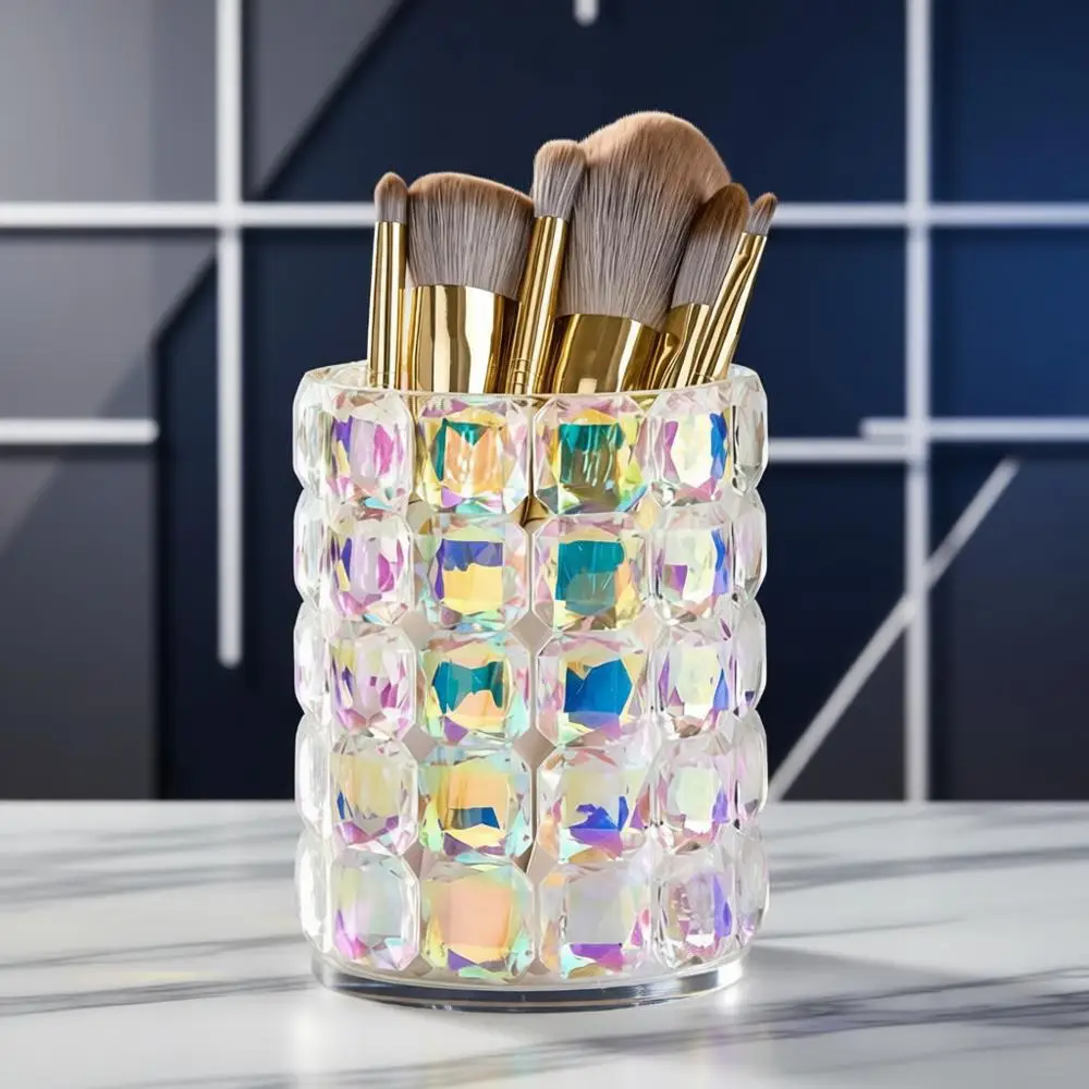 

Органайзер-держатель для кистей для макияжа, хранилище в ванной комнате, стеклянный держатель для зубных щеток, держатель для офисных ручек, блестящее хранилище для туалетного столика Solutio