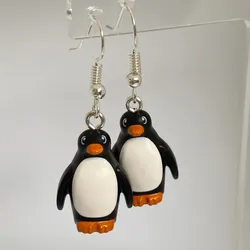 Cute Penguin Building Block Model Women Dangle Earrings Creative Plastic Ocean Animal Earrings Handmade Penguin Jewelry Gifts