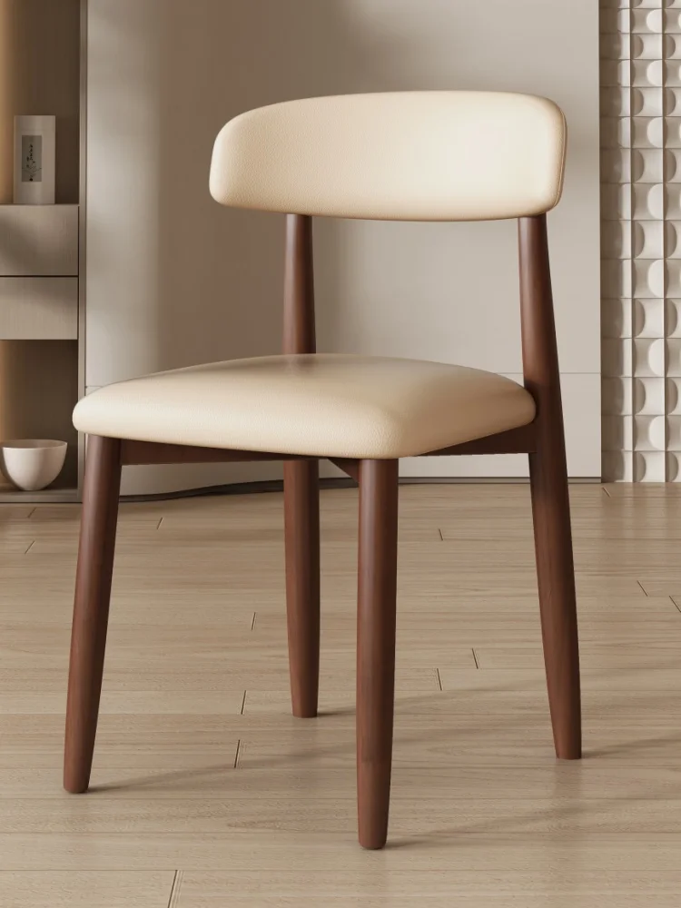 

Nordic solid wood soft bag dining chair household back chair simple modern hotel restaurant log stool leisure chair light luxury