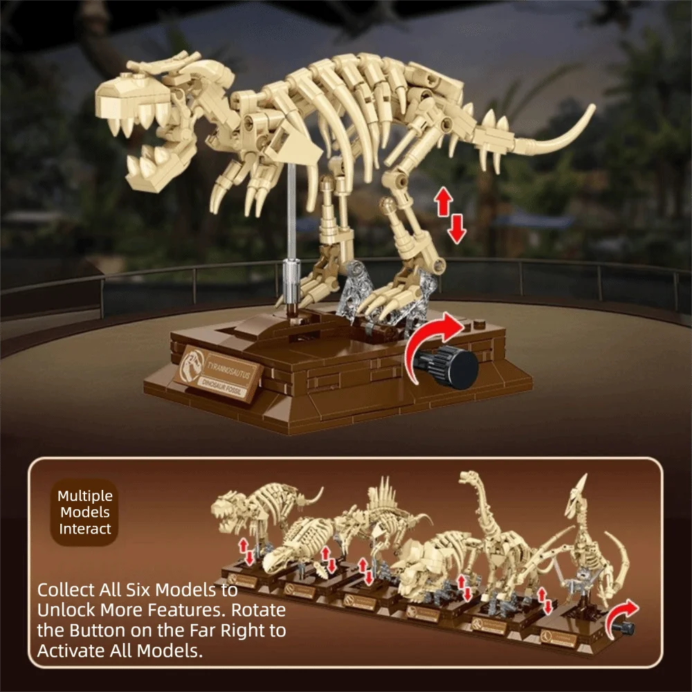 

Dinosaur Building Blocks Skeleton Building Desk Decoration Dinosaur Skeleton Model Set Building Block Set Fossil Display