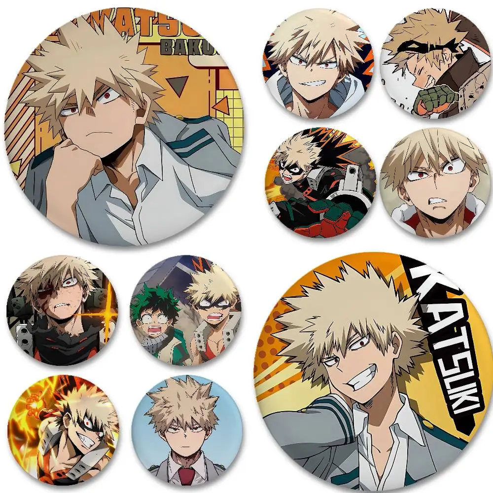 Personaje de Anime de dibujos animados Katsuki Bakugo insignias insignia broche de Metal para bolsa ropa sombrero decoración joyería accesorios regalos