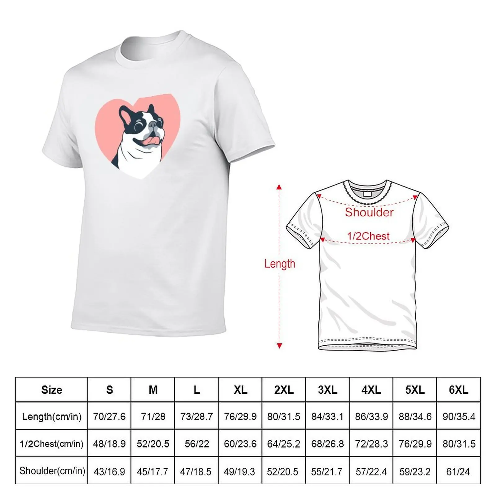 Boston Terrier Love T-Shirt man t shirt cotton high quality man t shirt heavy cotton t shirt man cotton T-shirt