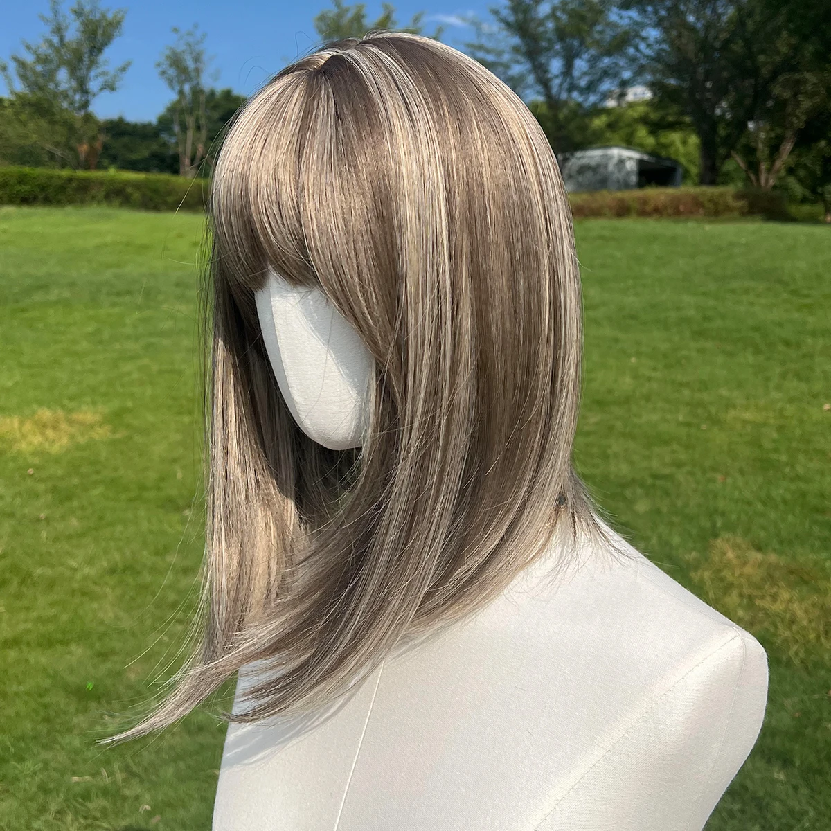 Daily Short Hair Heat-Resistant Hair Natural Silver Gray Gradient Color Short Straight Party Wig Suitable Role-Playing image 4