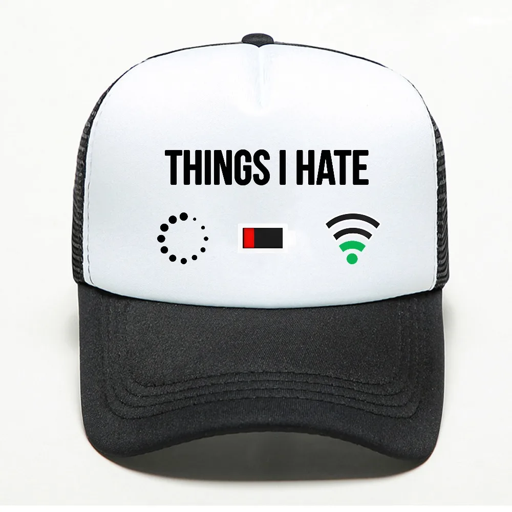 Casquette de baseball amusante « Things I Hate », pour programmeur, gamer, geek informatique, streaming, casquette en maille respirante d'été, casquette de camionneur, chapeau de soleil