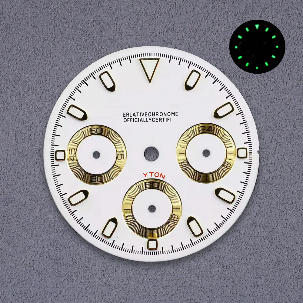 High Quality Green Luminous VK63 Dial S Logo 29.5mm Panda Dial For VK63 Movement Watch Modification Accessories